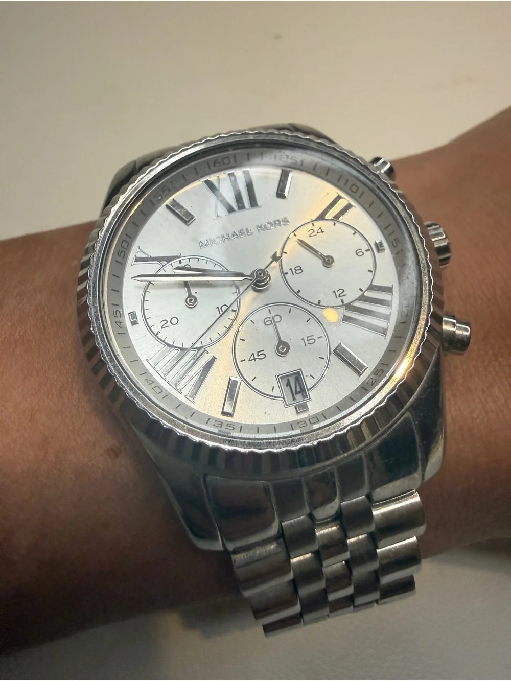 Michael Kors Silver-Tone Chronograph Lexington Watch | NWT